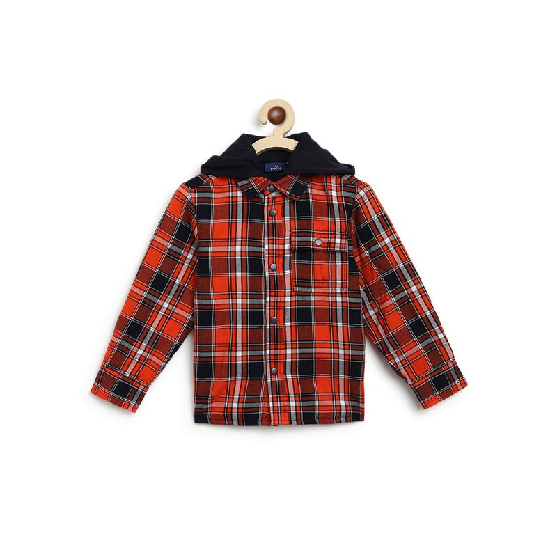 Boys Medium Orange Long Sleeve Flannel Shirt image number null